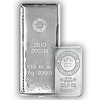 Buy Silver Bullion Bars - Heraeus, Royal Canadian Mint, etc.