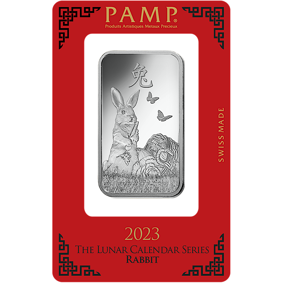 PAMP Lunar Series 2023 Silver Bar Year of the Rabbit 1 oz