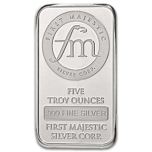 5 oz First Majestic Silver Bullion Bar