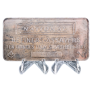 10 oz National Refiners Assayers Mint Silver Bar