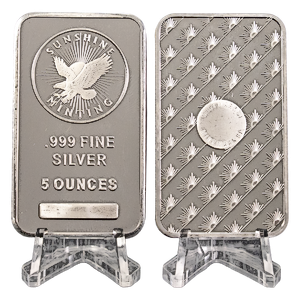 2 pcs of 5 oz Sunshine Minting Silver Bars - Total 10 oz Silver