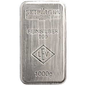 1 Kilogram Leipziger Edelmetallverarbeitung Silver Bullion Bar (Pre-Owned in Good Condition)