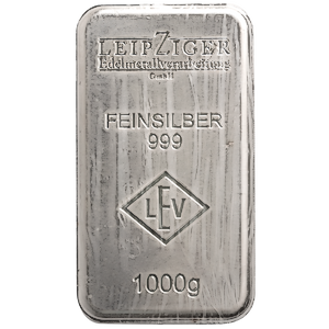 1 Kilogram Leipziger Edelmetallverarbeitung Silver Bullion Bar (Pre-Owned in Good Condition)