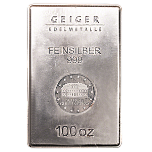 100 oz Geiger Edelmetalle Silver Bullion Bar