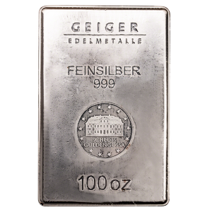 100 oz Geiger Edelmetalle Silver Bullion Bar