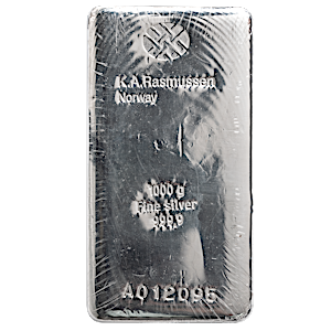 1 Kilogram K.A. Rasmussen Silver Bullion Bar (Pre-Owned in Good Condition)