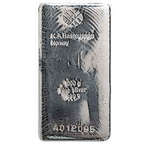 1 Kilogram K.A. Rasmussen Silver Bullion Bar (Pre-Owned in Good Condition)