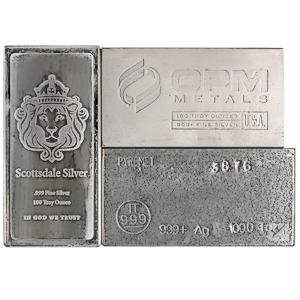 100 oz Silver Bullion Bar - Various Non-LBMA Brands
