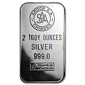 2 oz Argor-Chiasso Swiss Silver Bullion Bar (Pre-Owned in Good Condition)