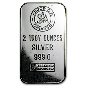 2 oz Argor-Chiasso Swiss Silver Bullion Bar (Pre-Owned in Good Condition)