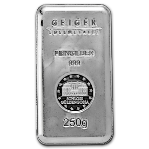 250 Gram Geiger Edelmetalle Silver Bullion Bar (Pre-Owned in Good Condition)