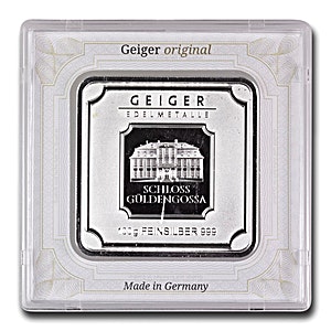 100 Gram Geiger Edelmetalle Silver Bullion Bar - Square Design