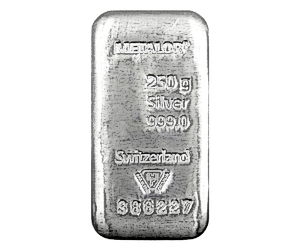 250 Gram Metalor Silver Bullion Bar
