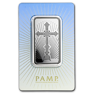1 oz PAMP Swiss Silver Christian Cross Bullion Bar (Pre-Owned in Good Condition)