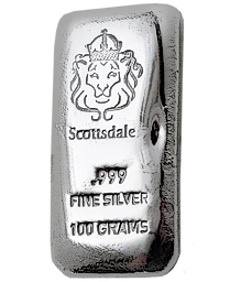 100 Gram Scottsdale Mint Cast Silver Bullion Bar (Pre-Owned in Good Condition)