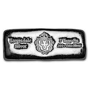 5 oz Scottsdale Mint Silver Cast Bullion Bar