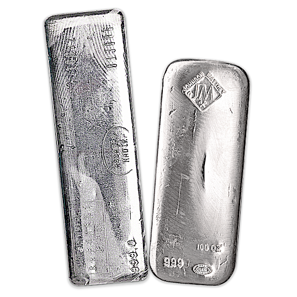 Buy 100 oz Silver Bullion Bars - Various Brands