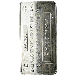 10 oz National Refiners Assayers Mint Silver Bullion Bar