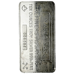 10 oz National Refiners Assayers Mint Silver Bullion Bar