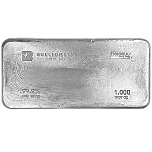 1,000 oz BullionStar Heraeus Silver Bullion Bar