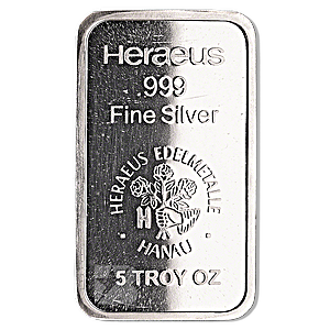 5 oz Heraeus Silver Bullion Bar