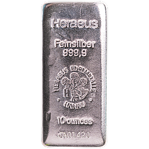 Heraeus Silver Cast Bar - 10 oz