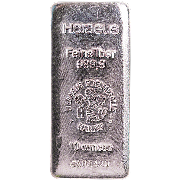 Buy 10 Oz Heraeus Cast Silver Bullion Bar