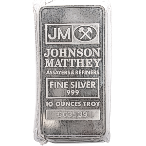 10 oz Johnson Matthey Silver Bullion Bar (Rare, No Longer in Production)