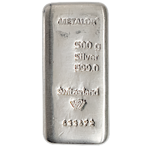 500 gram Metalor Swiss Silver Bullion Bar (Pre-Owned in Good Condition)