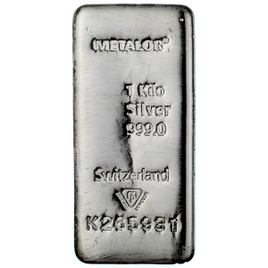 1 Kilogram Metalor Swiss Silver Bullion Bar