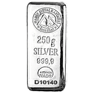 250 Gram Nadir Refinery Silver Bullion Bar (Pre-Owned in Good Condition)