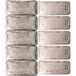 10-Piece Bundle of LBMA Good Delivery Silver Bullion Bars - 9721.504 oz Silver