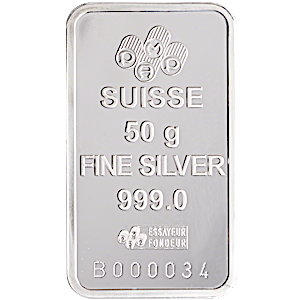50 Gram PAMP Suisse Silver Bullion Bar