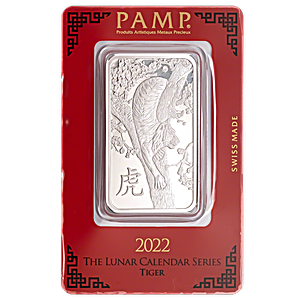 PAMP Lunar Series 2022 Silver Bar - Year of the Tiger - 1 oz