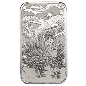 2022 1 oz Perth Mint Silver Dragon Bullion Bar