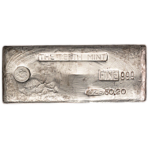 50 oz Perth Mint Vintage Cast Silver Bullion Bar (Pre-Owned in Good Condition)