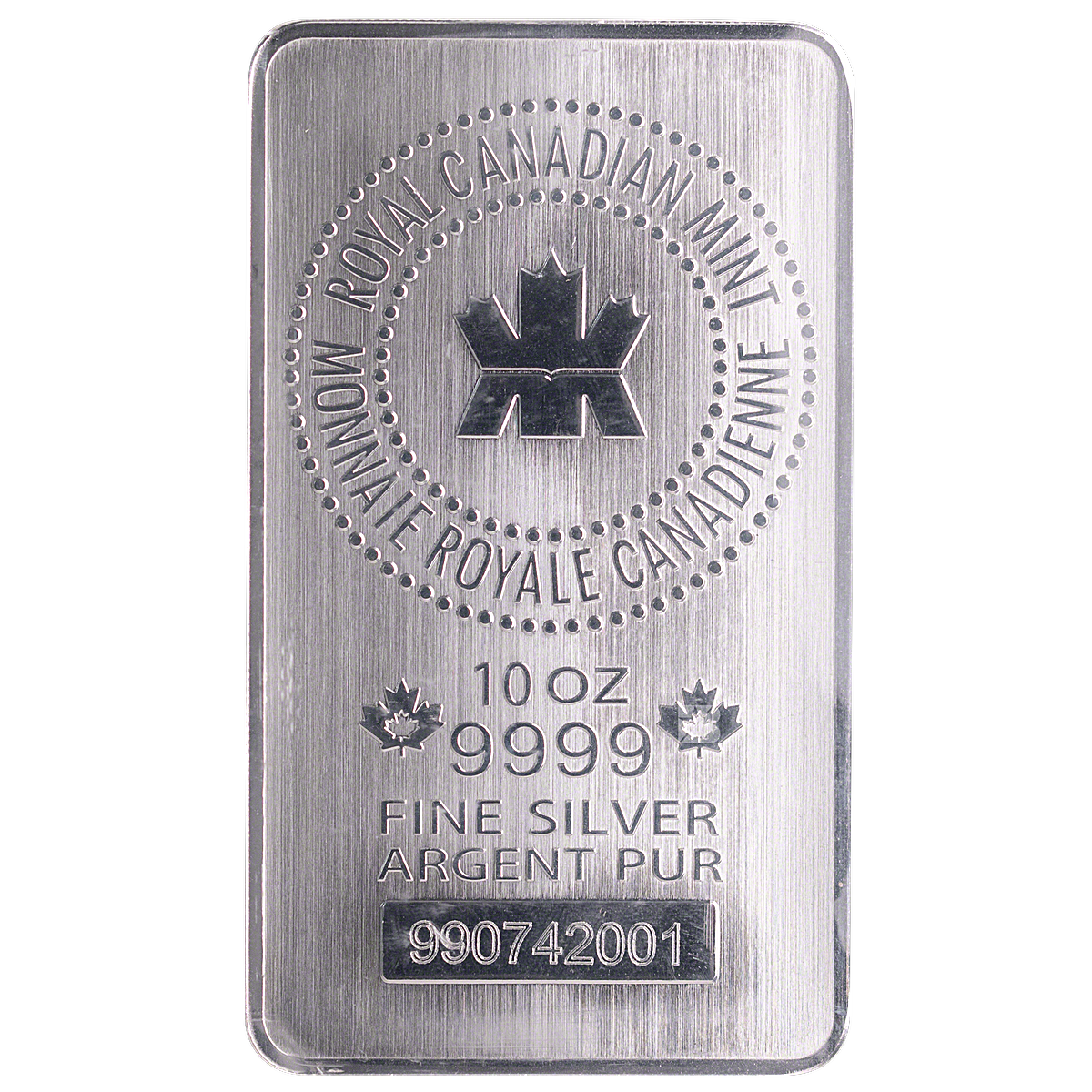 10 oz Royal Canadian Mint RCM .9999 Fine Silver Bar