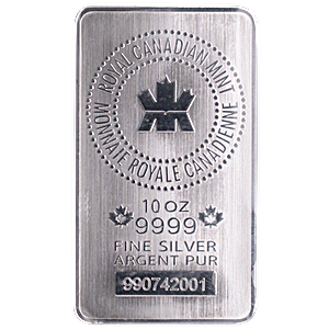 10 oz Royal Canadian Mint Silver Bullion Bar (Pre-Owned in Good Condition)