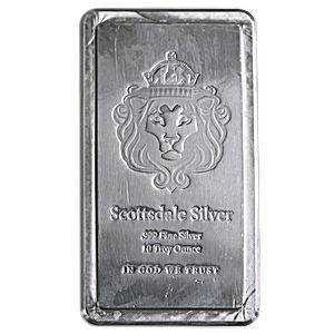 10 oz Scottsdale Stacker Silver Bullion Bar (Pre-Owned in Good Condition)