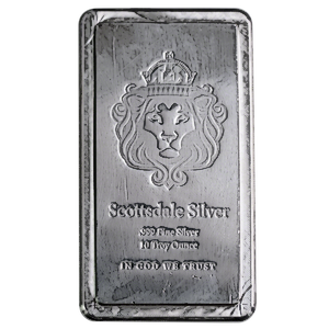 10 oz Scottsdale Stacker Silver Bullion Bar (Pre-Owned in Good Condition)