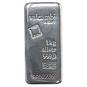 1 Kilogram Valcambi Swiss Cast Silver Bullion Bar 