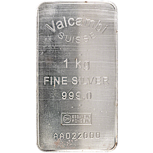 1 Kilogram Valcambi Silver Bullion Bar (Rare, No Longer in Production)