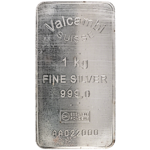 1 Kilogram Valcambi Silver Bullion Bar (Rare, No Longer in Production)