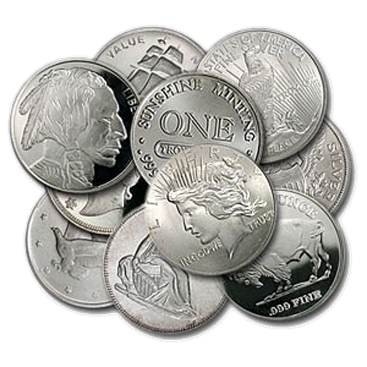 Generic Silver Rounds - Various Designs - 1 oz