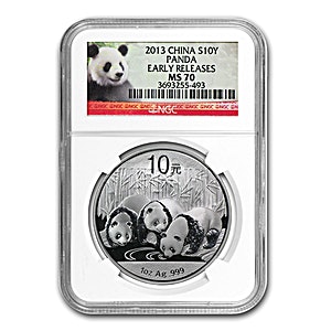 2013 1 oz Chinese Silver Panda Bullion Coin - Graded MS 70 by NGC