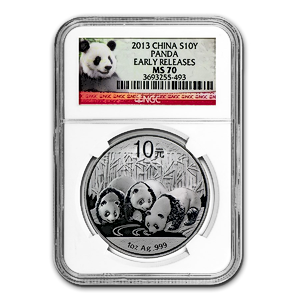 2013 1 oz Chinese Silver Panda Bullion Coin - Graded MS 70 by NGC