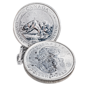2 x 2013 1.5 oz Canadian Silver Polar Bear Bullion Coin (Pre-Owned in Good Condition)