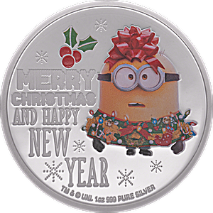 1 oz Niue Christmas Despicable Me Minion Made Seasons Greetings Silver Coin