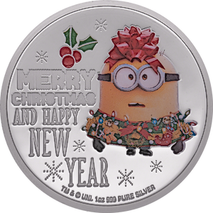 1 oz Niue Christmas Despicable Me Minion Made Seasons Greetings Silver Coin