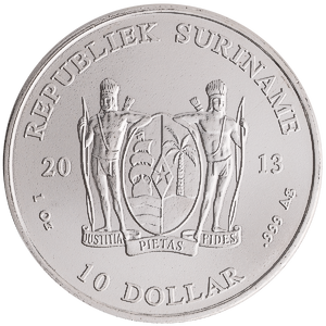 2013 1 oz Suriname Silver Bullion Coin (Pre-Owned in Good Condition)
